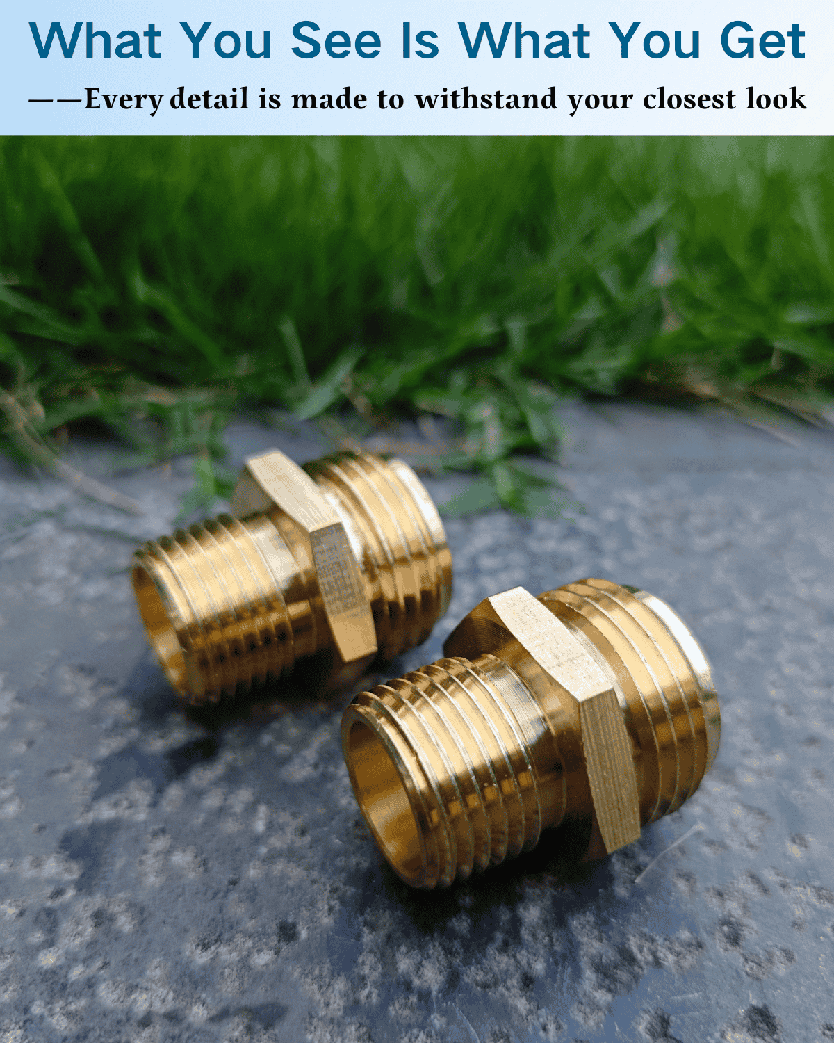 1/2" NPT male to 3/4" GHT male adapter dimensions and connection type