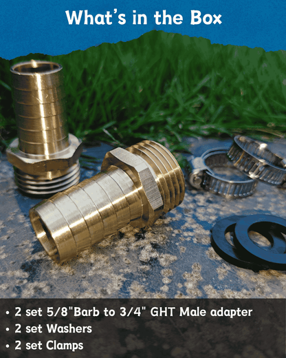 5/8" Barb to GHT Male (2 Pack）