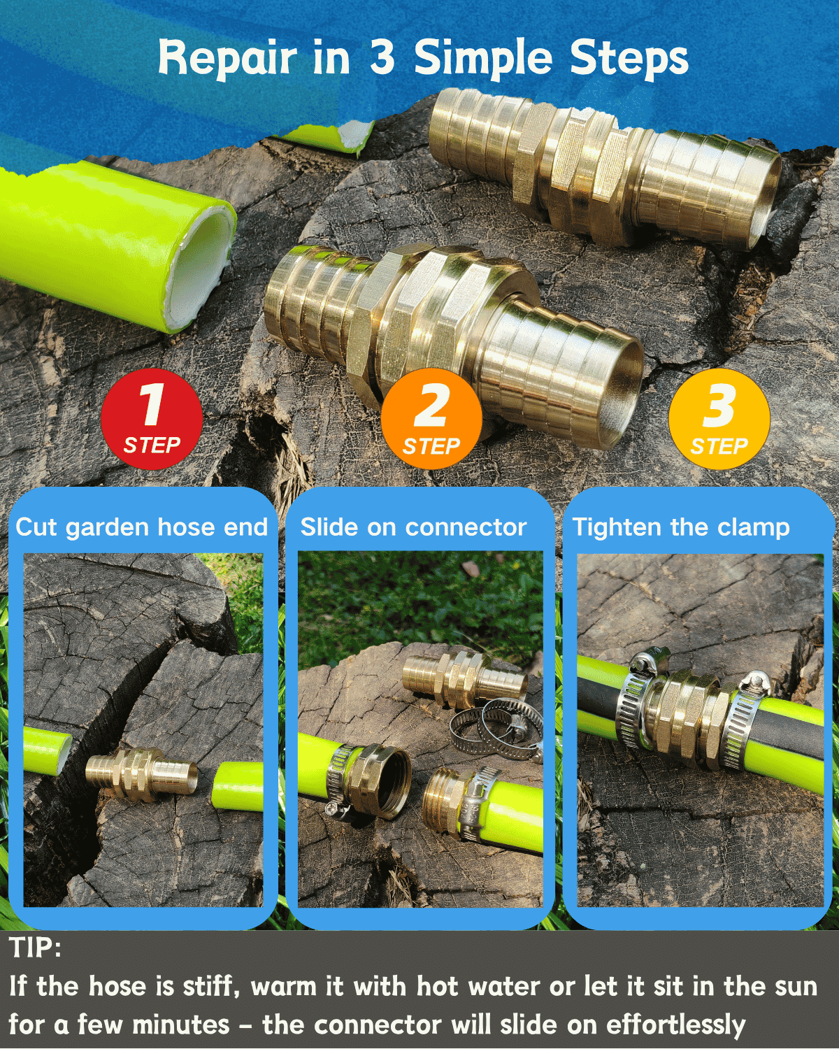 Garden Hose end Repair Kit-5/8" Barb
